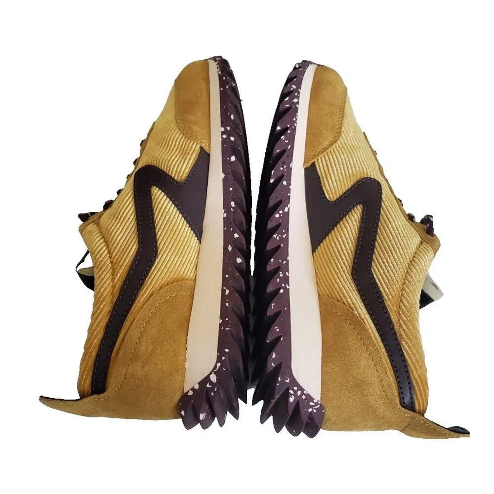 Rag & Bone Women's Corduroy Retro Runner Sneakers Size 7 EU 37 Gold Brown